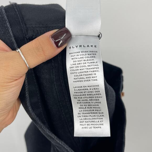 SLVRLAKE | NWT London Jeans Shadow Ridge Full Length Black Straight Leg Denim 26 - Picture 11 of 12
